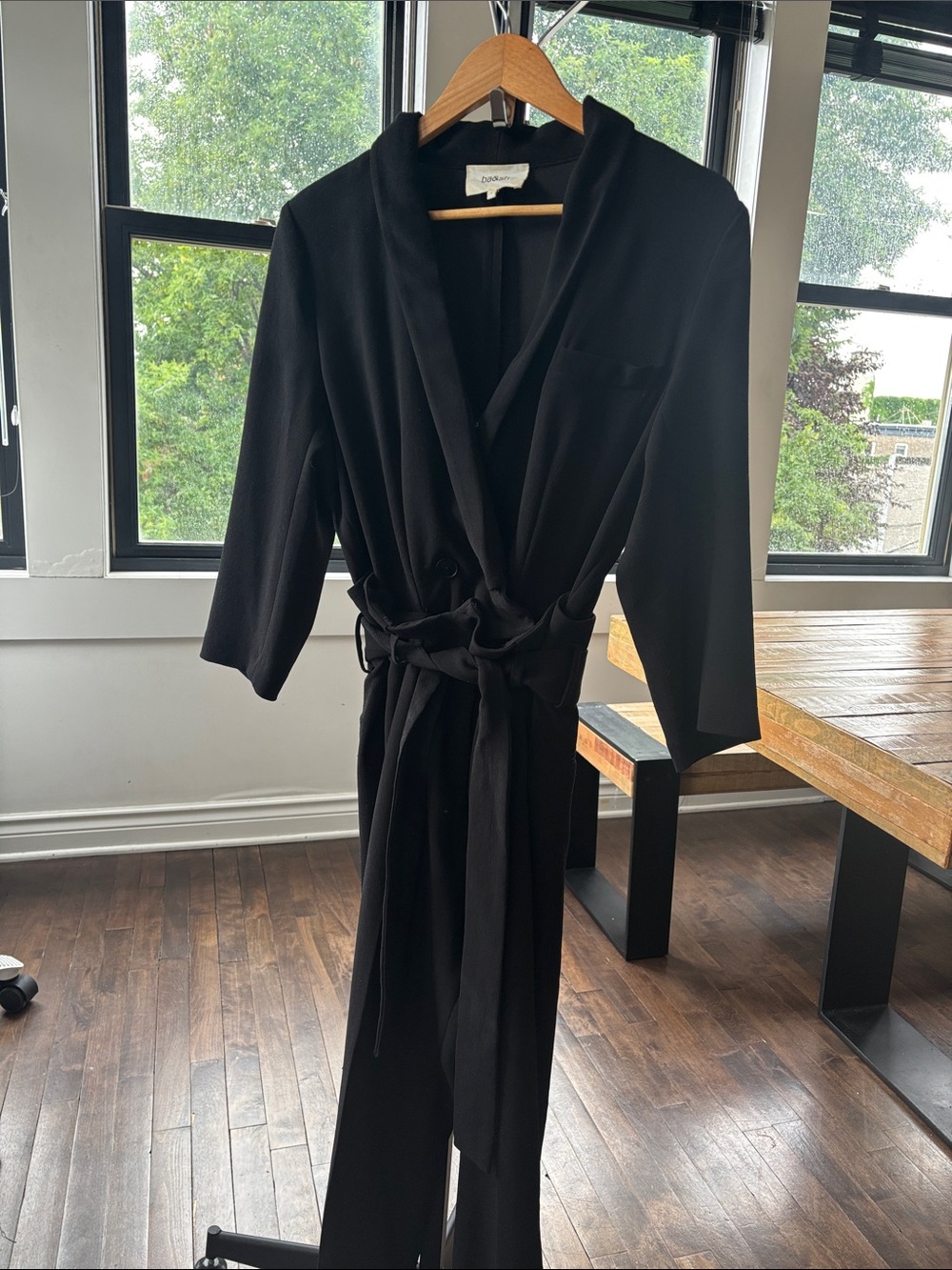 ba&sh Black Long Sleeve Wrap Jumpsuit